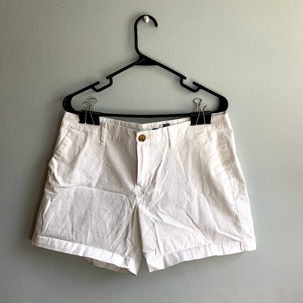 White Relaxed Mid-Rise Everyday Shorts